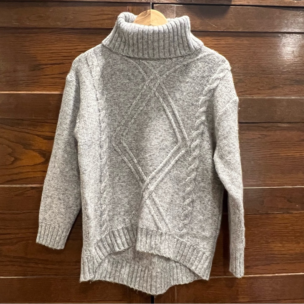 ✅Ophelia Roe sz small oversized grey sweater wool blend cowl neck loose fit knit